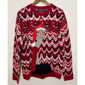 33Degrees Size M Red Ostrich Christmas 3D Sweater Ugly Sweater Cottagecore